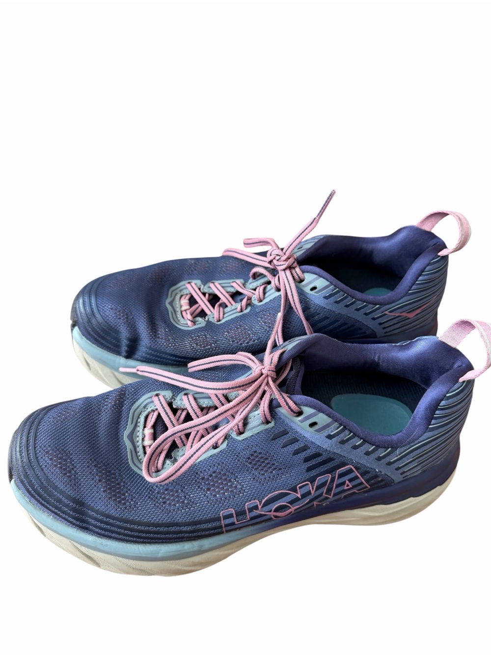 HOKA ONE ONE Bondi 6 Women’s Size 9 Navy Blue Pink Running Shoes Sneakers